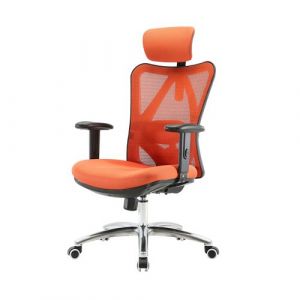 Mendler Chaise de bureau HWC-J86 charge maximale 150kg sans repose-pieds orange