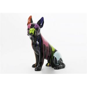 Amadeus Bulldog français assis trash 83 cm en résine