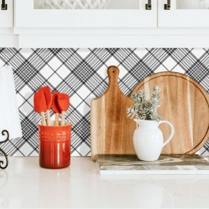 Stickerdecofr - Crédence Adhésive Tissu a Carreaux 400 x 60 cm