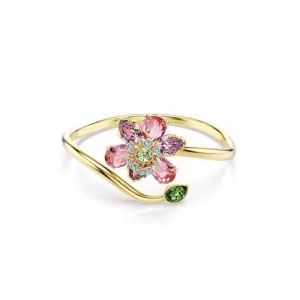 Swarovski Bracelet-Jonc Idyllia, Tailles Variées, Fleur, Multicolore, Placage De Ton Or