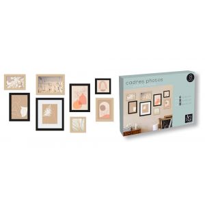 Ariane Cadre coloris et formats assortis - MDF - Ch&ecirc;ne - Lot de 8 - Noir