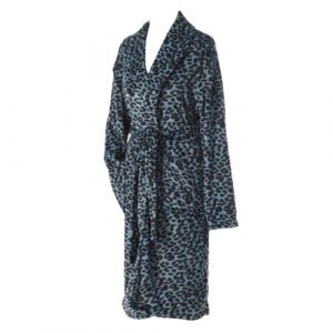 Peignoir Flanelle Imprim&eacute; "L&eacute;opard" Bleu
