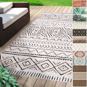 Tapis d'ext&eacute;rieur Pour terrasse et balcon Aztec Gris 160 x 230 cm
