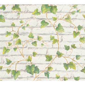 Papier peint aspect pierre carrelage 319421 GU papier peint intissé lisse avec des ornements floraux mat vert blanc 5,33 m2 Profhome