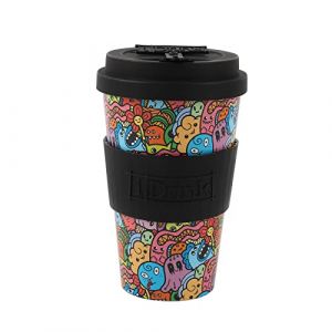 IDRINK- Tasse &agrave; caf&eacute; en RPET avec ouverture et bouchon en silicone, facile &agrave; transporter Tasse &agrave; emporter de 435 ml en plastique recycl&eacute; 8,7 x 8,7 x 15 cm 435 ml