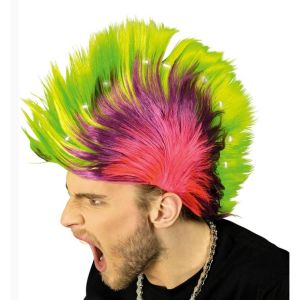 Ruedelafete Perruque Punk multicolore lumineuse led