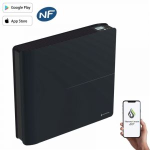 Radiateur &eacute;lectrique connect&eacute; 1000W double syst&egrave;me de chauffe horizontal Noir Molia