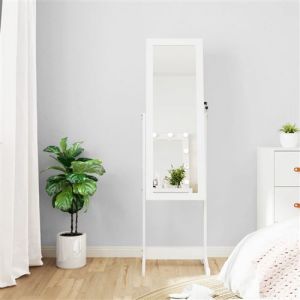 VidaXL Armoire à bijoux miroir avec lumières LED sur pied blanc