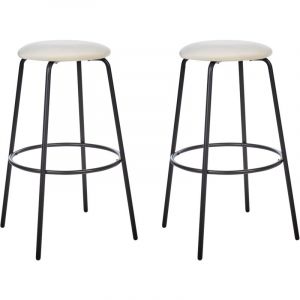 Beliani Lot De 2 Chaises De Bar En Velours Blanc Cassé Morton