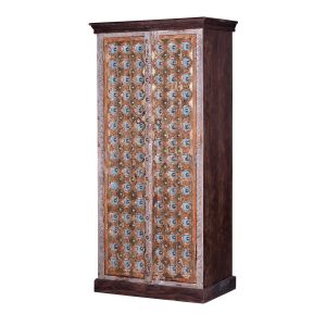 Armoire manguier en noyer et gris vieilli