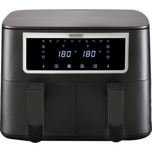 Bourgini Duo Hot Air fryer 2 x 4.0L - Airfryer XXL - 2 tiroirs avec fonction de synchronisation - Ecran tactile - 8L - 2600W - Noir