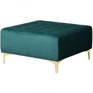 Beliani Pouf Ottoman en velours vert émeraude ABERDEEN