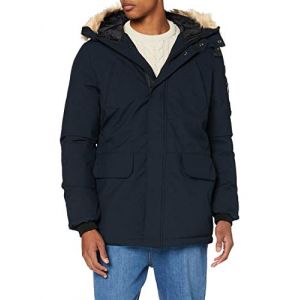 Image de Schott Parka Nelson mi longue droite capuche Bleu