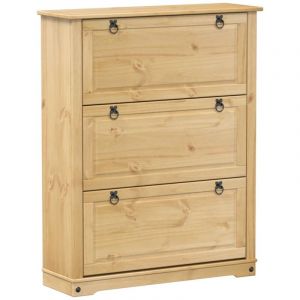 VidaXL Armoire à chaussures Corona 99x32x124,5 cm bois de pin massif, rangement de chaussures, placard à chaussures, étagère à chaussures