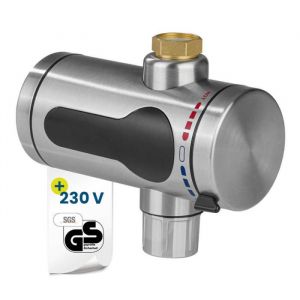 Hoberg Chauffe-eau électrique instantané | Chauffage rapide grâce à la spirale chauffante | Avec affichage de la température | Pour l'intérieur et l'extérieur | Sans réservoir d'eau [max. 3600 W]