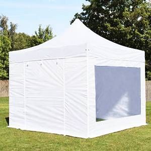 Intent24 Tente pliante 3x3 m avec fen&ecirc;tres panoramiques blanc ignifugee PROFESSIONAL tente pliable ALU pavillon barnum.FR