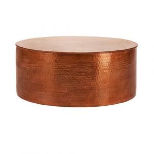 WOMO-DESIGN Table Basse Martelée de Salon - Table d'Appoint Ronde Artisanale Ø 76 x 32 cm
