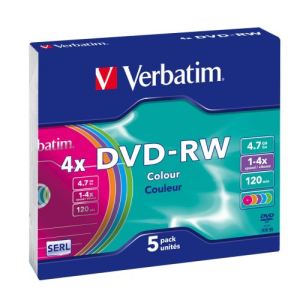 Verbatim 43563 - 5 x DVD-RW 4.7 Go (120 mn) 4x Slimcase