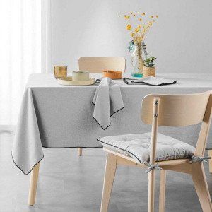 Nappe rectangulaire coton recycl&eacute; (L240 cm) Mistraline Gris chin&eacute;