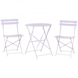 Beliani Ensemble bistrot avec table et 2 chaises violet