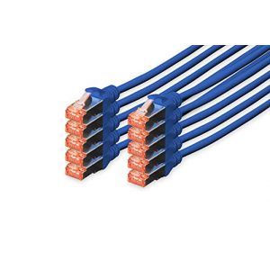 Digitus C&acirc;ble LAN Cat 6-5m - 10 pi&egrave;ces - RJ45 C&acirc;ble r&eacute;seau - S/FTP Blind&eacute; - Compatible Cat 6A & Cat 7 - Bleu