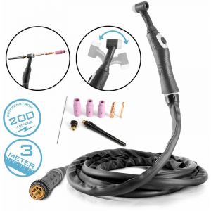 Torche de soudage tig WP26F avec 3 m de flexible et raccord central européen - Stahlwerk