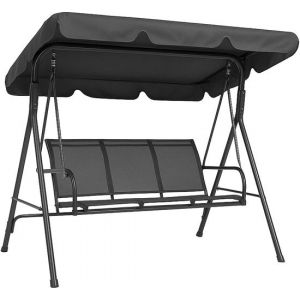 Brixy Swing Bench - 3 places - Auvent réglable - Résistant aux UV - 170x118x153cm - Anthracite