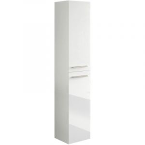 Pegane Colonne Salle de bain suspendue avec 2 portes coloris blanc laqué - 150 x 30 x 25 cm