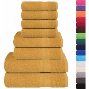VidaXL Ensemble De Serviettes 8 Pcs Doré 360 G/M² 100% Coton