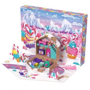 Polly Pocket Calendrier de l’Avent Maison en pain d’épices avec plus de 24 surprises, meubles de maison de poupée et accessoires de Noël, JFV13