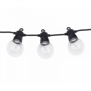Optonica Guirlande Guinguette 10 Ampoules LED 8m Fil Noir - Blanc du Jour 6000K