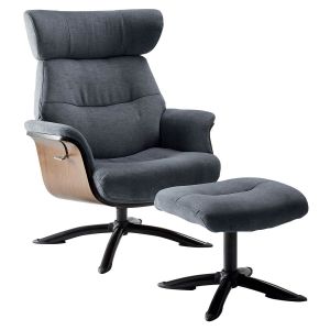 OBANOS - Fauteuil Inclinable + Repose-Pieds Gris Bleu - Altobuy