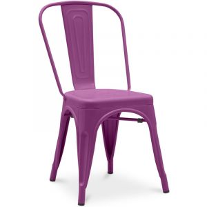 Privatefloor Chaise de salle à manger - Design industriel - Acier - Mat - Nouvelle édition -Stylix Violet
