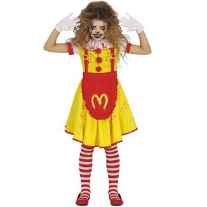 FIESTAS GUIRCA Costume Miss McKiller - Robe Jaune Clown Fou - Déguisement Halloween Fille 5-6 Ans