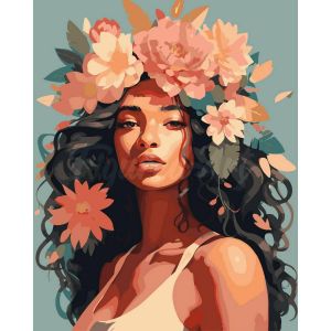 Figured'Art Peinture par Num&eacute;ro Adulte Beaut&eacute; couronn&eacute;e de pivoines - Activit&eacute; Manuelle Kit de Loisir Cr&eacute;atif DIY Num&eacute;ro d'Art Complet - 40x50cm sans ch&acirc;ssis en bois