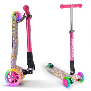Apollo LED Trottinette enfant pliable er réglable Kids Whiz Fleur Rose Rose Fleurs