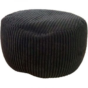 Relaxdays Pouf, cord, HxD : 25 x 35 cm, remplissage en polystyrène, coussin de sol rond, tabouret de salon, pouf, noir