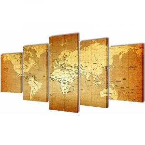 VidaXL Set de toiles murales imprimées Carte du monde 100 x 50 cm