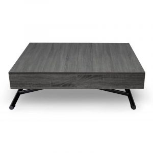 Image de Menzzo Table Basse Relevable Extensible Bois Vintage | Table Escamotable Réglable en Hauteur et en Longueur | Bois, Vinatge, Metal| Sundance | Pliée : 120x80x40 cm Dépliée : 80x190x75 cm