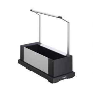 Blanco Panier de rangement 20 | Plastique, aluminium gris noir | Acc&egrave;s confortable gr&acirc;ce &agrave; la poign&eacute;e et &agrave; la fonction coulissante enti&egrave;rement extensible