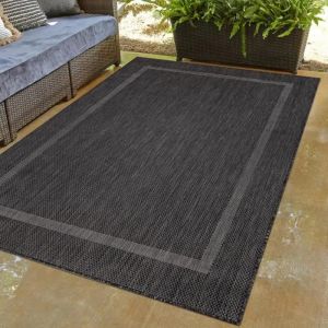 Tapis dextérieur uni résistant CARPETTEX - Noir - 120 cm Rond - Synthétique - Moderne