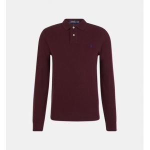Ralph Lauren Polo slim coton piqué manches longues Violet Polo - Couleur Violet - Taille XXL
