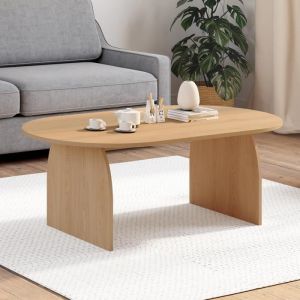 Idmarket Table basse ovale EDITH pied central bois effet hêtre 110 cm