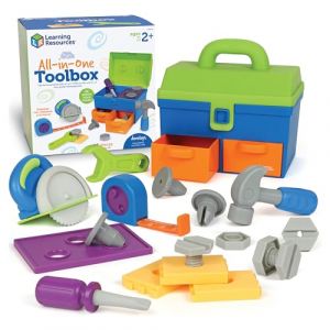 Learning Resources New Sprouts Boîte à Outils Tout-en-Un, Jouet Mixte, 18 pièces, Gros Outils de Jeu pour Tout-Petits avec boîte de Transport, dès 2 Ans