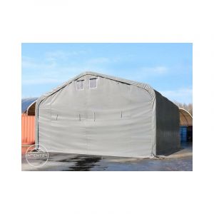 Image de Intent24 TOOLPORT abri hangar 7x7 m, porte 5,0x2,9 m, toile PVC d'env. 550 g/m² gris, statique : terre