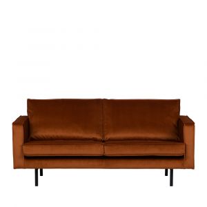 Woood BRONCO - Canapé 3 places vintage en velours - Rouille
