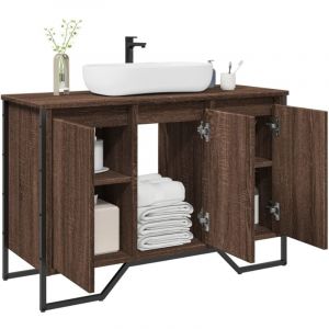 VidaXL Armoire lavabo de salle de bain chêne marron 91x35x60 cm, placard lavabo de salle de bain, meubles de salle de bain, meuble de rangement sous lavabo