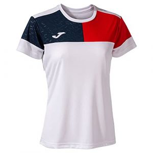 Joma Camiseta Crew V Mujer T-Shirt, Blanc Rouge Marine, L Femme