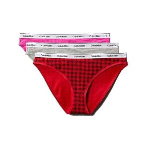 Calvin Klein Culotte Modern Logo rose rouge noir 3 unit&eacute;s - S