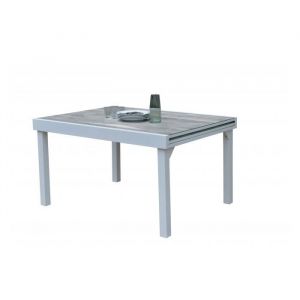 Wilsa Table de jardin ModuloWood T 6/10 Verre Déco Bois Blanc Garden